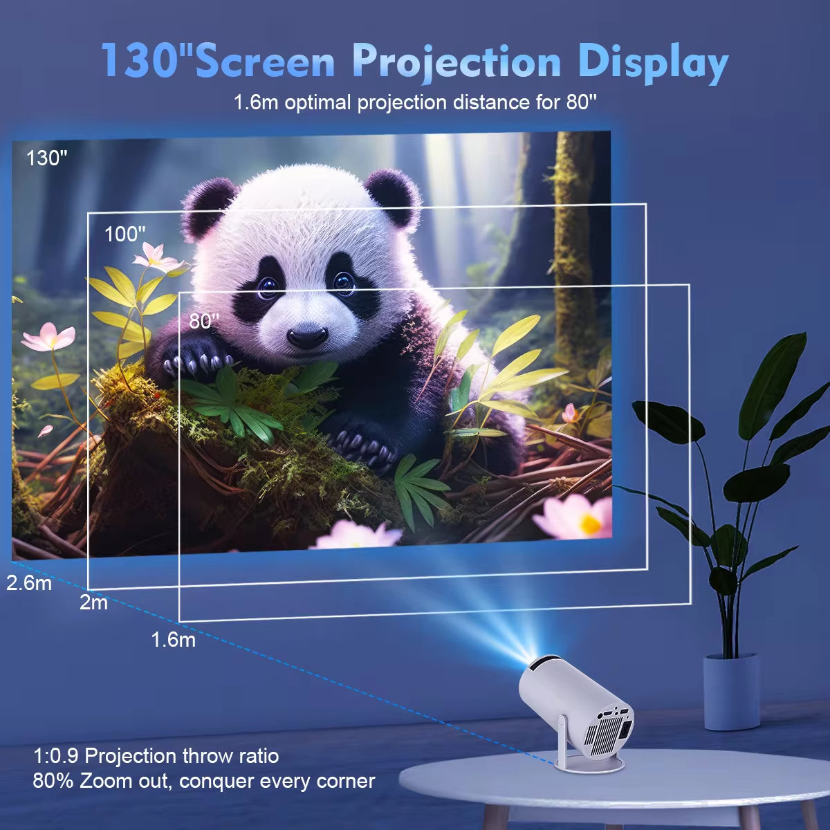 Android 11 HY300 Pro Projector 720P 4K 260ANSI Allwinnerh713 180° Flexible BT5.0 Home Cinema Outdoor Portable Projetor