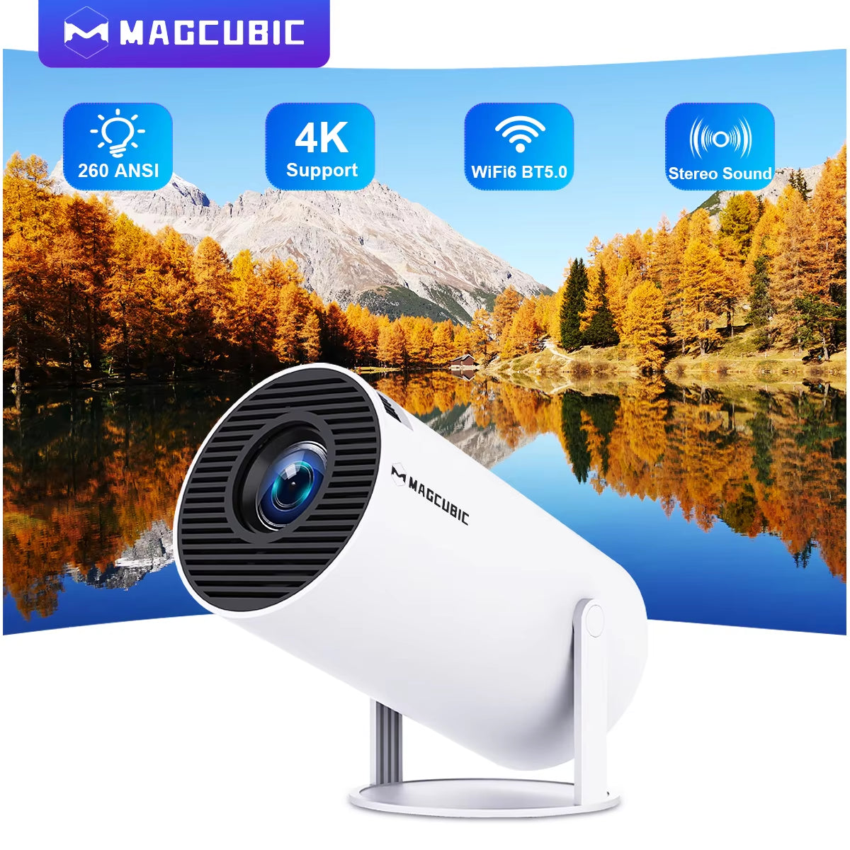 Android 11 HY300 Pro Projector 720P 4K 260ANSI Allwinnerh713 180° Flexible BT5.0 Home Cinema Outdoor Portable Projetor