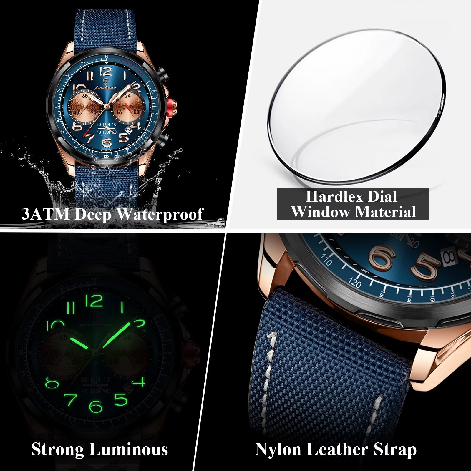 Luxury Watch Men Quartz Nylon Leather Strap Man Wristwatch Waterproof Luminous Chronograph Date Men'S Watches Reloj+Box